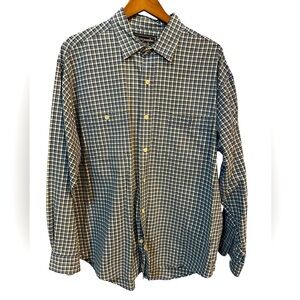 Vtg Abercrombie & Fitch Long Sleeve Button Shirt Plaid Blue Mens Preppy Size L